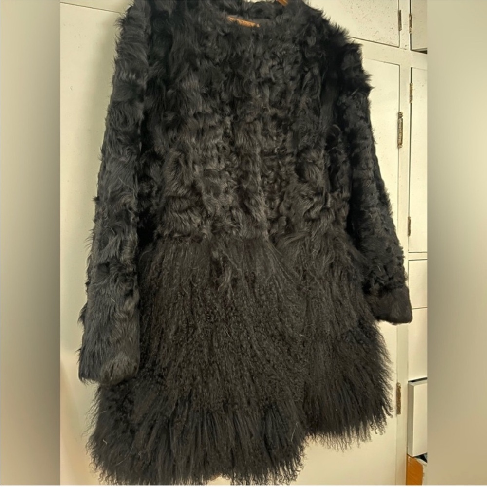 Elegant Black Persian Fur Leather Jacket